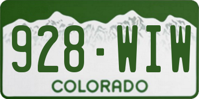 CO license plate 928WIW
