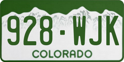 CO license plate 928WJK