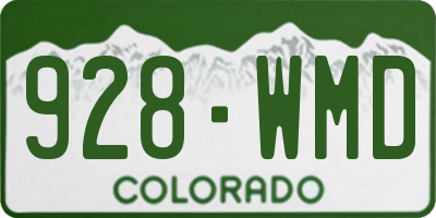 CO license plate 928WMD