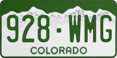 CO license plate 928WMG