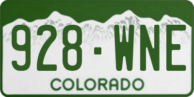 CO license plate 928WNE