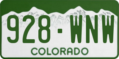 CO license plate 928WNW