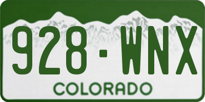 CO license plate 928WNX
