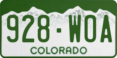 CO license plate 928WOA