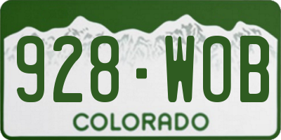CO license plate 928WOB