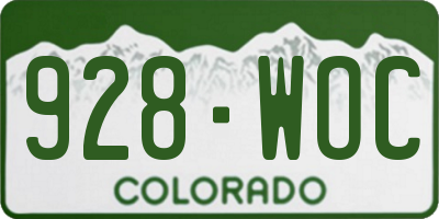 CO license plate 928WOC
