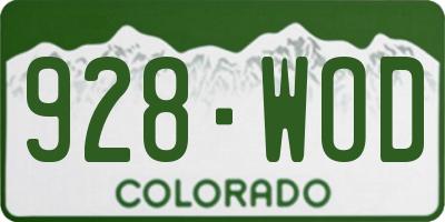 CO license plate 928WOD