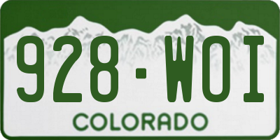 CO license plate 928WOI