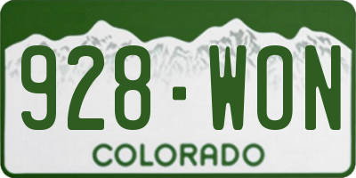 CO license plate 928WON