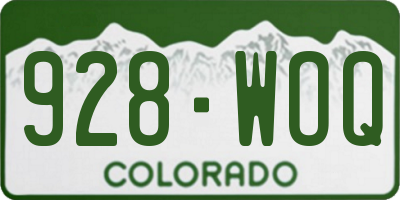 CO license plate 928WOQ