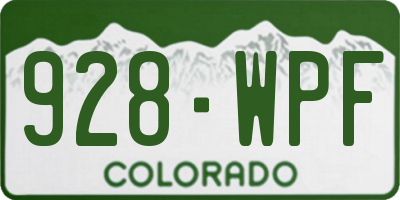 CO license plate 928WPF