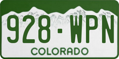 CO license plate 928WPN