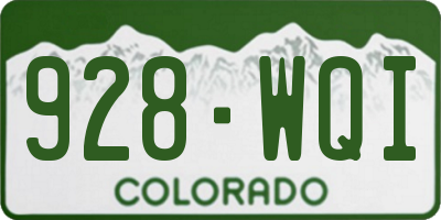CO license plate 928WQI