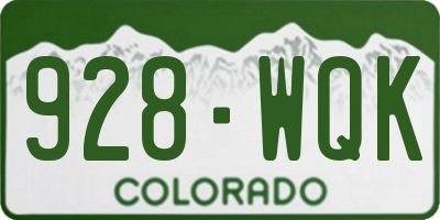 CO license plate 928WQK