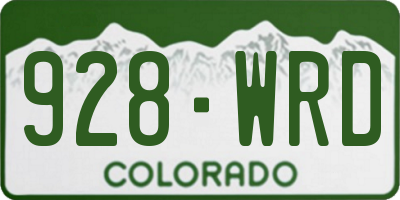CO license plate 928WRD