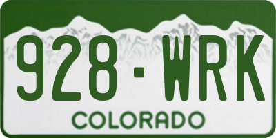 CO license plate 928WRK