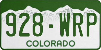 CO license plate 928WRP