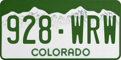 CO license plate 928WRW