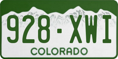 CO license plate 928XWI