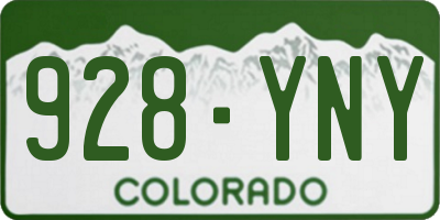 CO license plate 928YNY