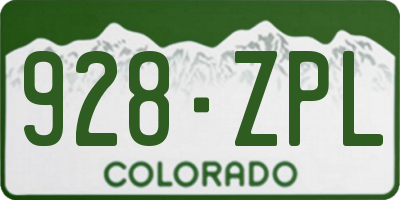 CO license plate 928ZPL