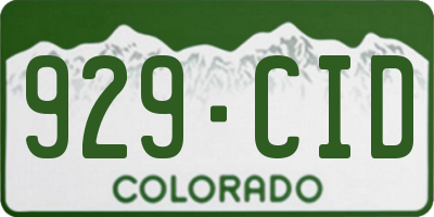 CO license plate 929CID