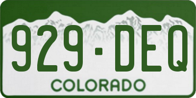 CO license plate 929DEQ