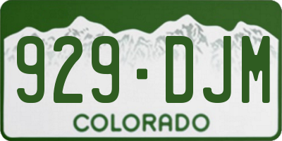 CO license plate 929DJM