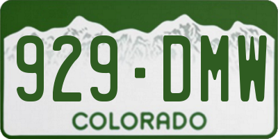CO license plate 929DMW