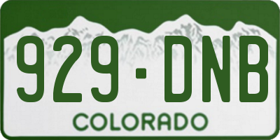 CO license plate 929DNB