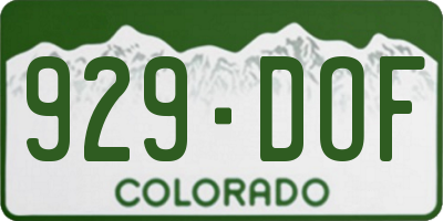 CO license plate 929DOF