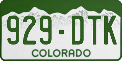 CO license plate 929DTK