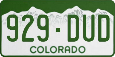 CO license plate 929DUD