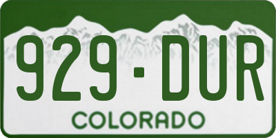 CO license plate 929DUR