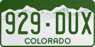 CO license plate 929DUX
