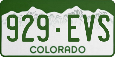 CO license plate 929EVS