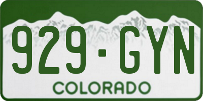 CO license plate 929GYN