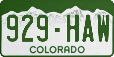 CO license plate 929HAW