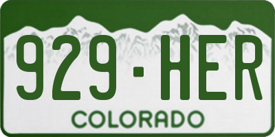 CO license plate 929HER