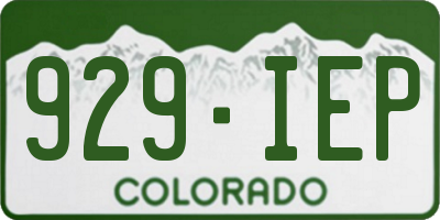 CO license plate 929IEP