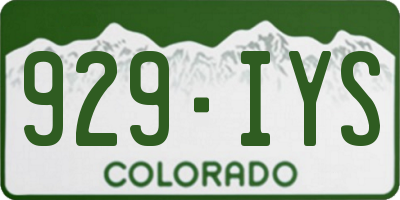 CO license plate 929IYS