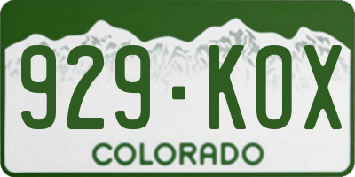 CO license plate 929KOX