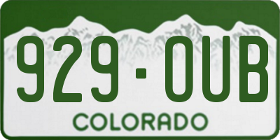 CO license plate 929OUB