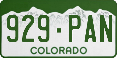 CO license plate 929PAN