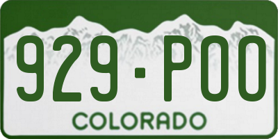 CO license plate 929POO