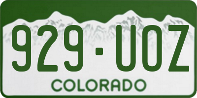CO license plate 929UOZ