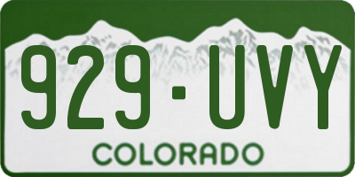 CO license plate 929UVY