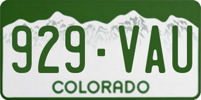 CO license plate 929VAU