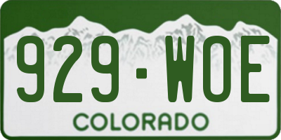CO license plate 929WOE