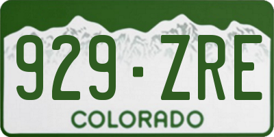 CO license plate 929ZRE